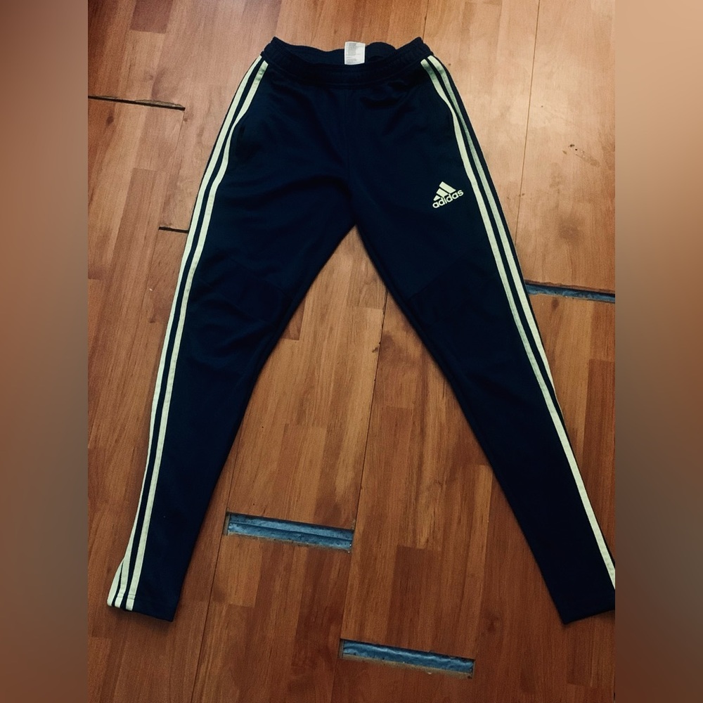 XS Adidas navy blue+neon green climacool pants